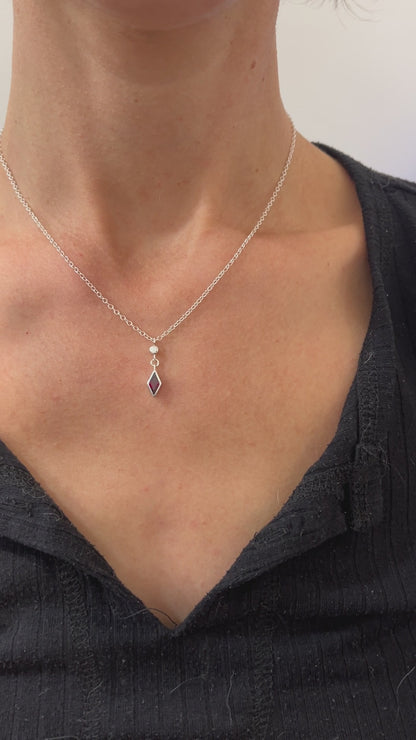 dainty dangle necklace / ruby with diamond accent