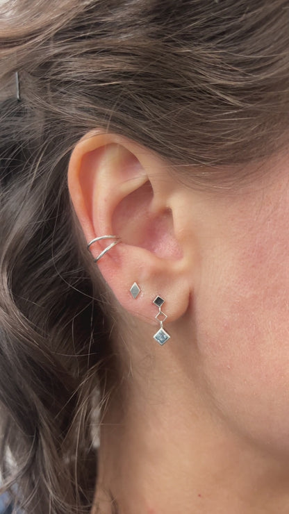 tiny dangle stud earrings / aquamarine spinel