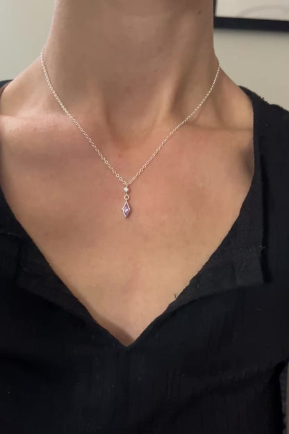 dainty dangle necklace / pink sapphire with diamond accent