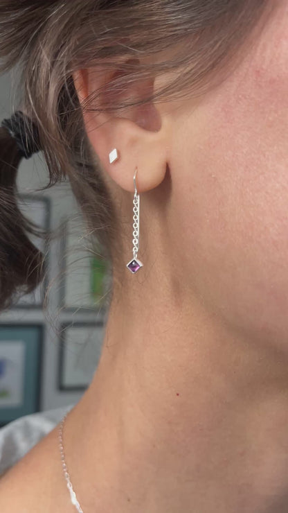 sugarloaf dangle earrings / garnet & amethyst