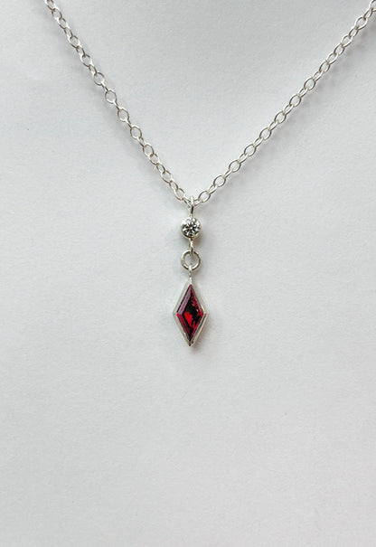 dainty dangle necklace / ruby with diamond accent