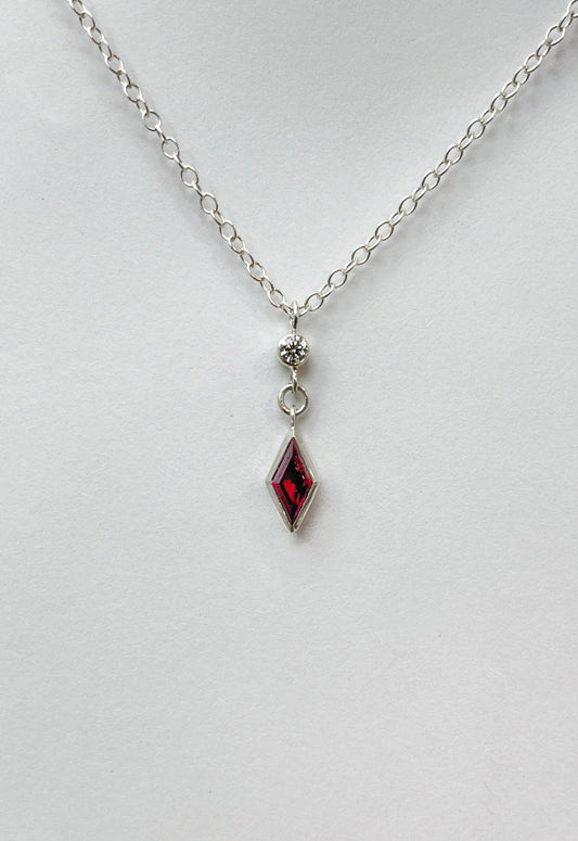 dainty dangle necklace / ruby with diamond accent