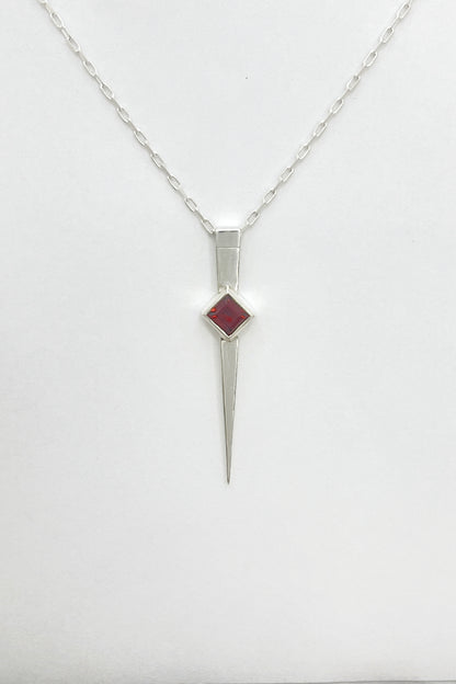 long spike necklace / garnet