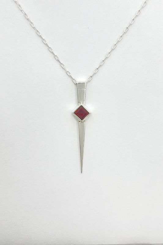long spike necklace / garnet