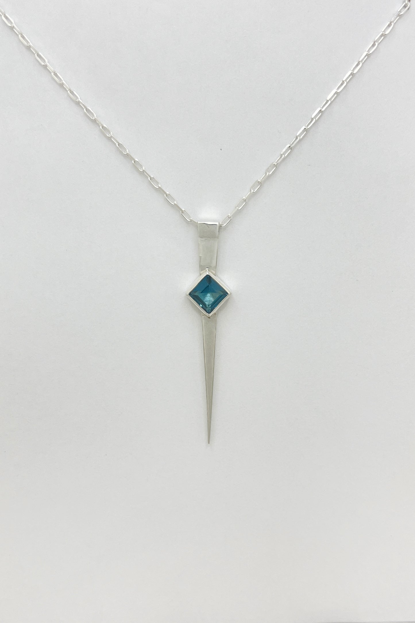 long spike necklace / london blue topaz