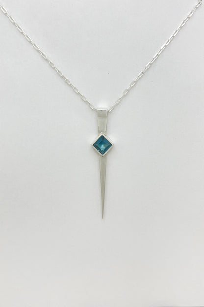 long spike necklace / london blue topaz