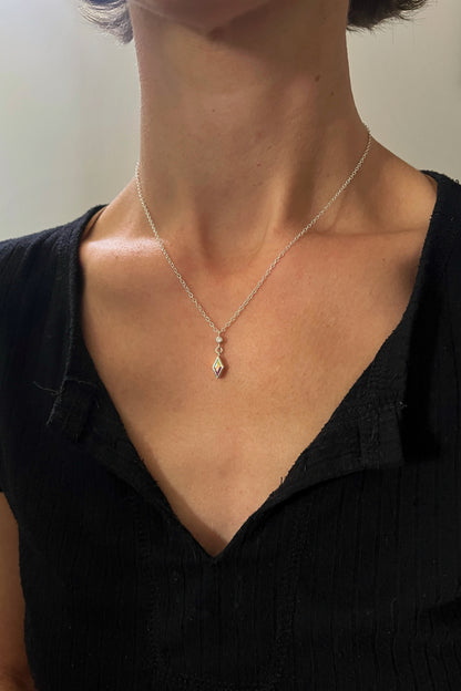 dainty dangle necklace / mercury mist topaz with diamond accent