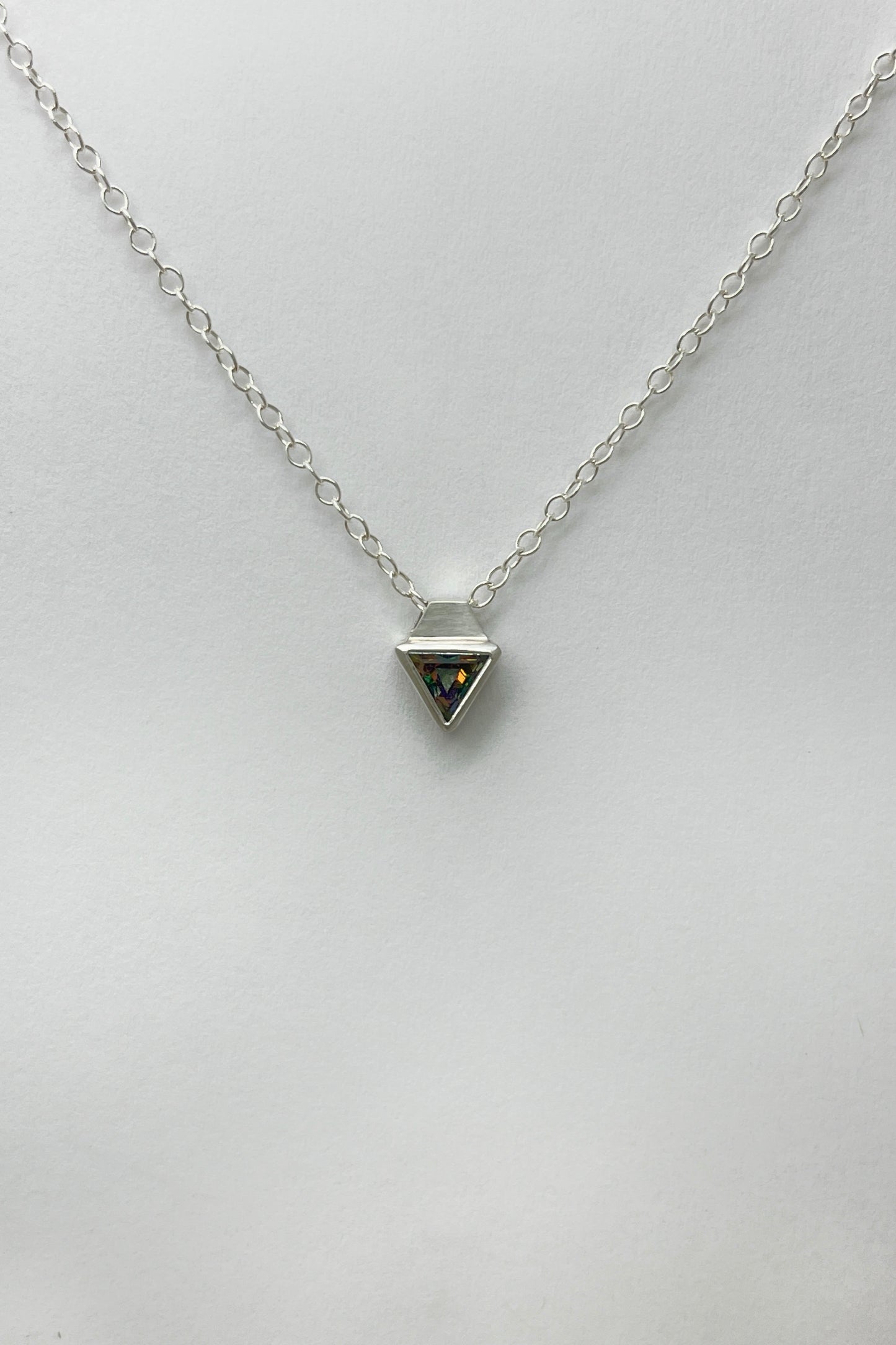 tiny triangle necklace / mystic topaz