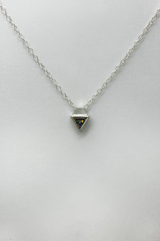 tiny triangle necklace / mystic topaz