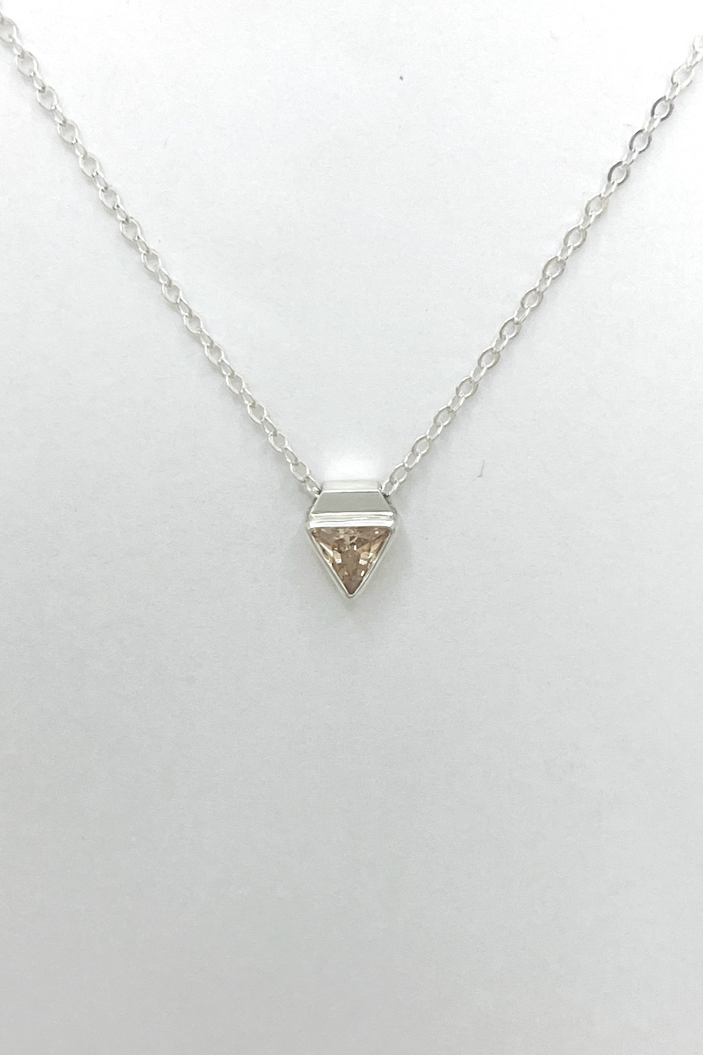 tiny triangle necklace / orange cubic zirconia