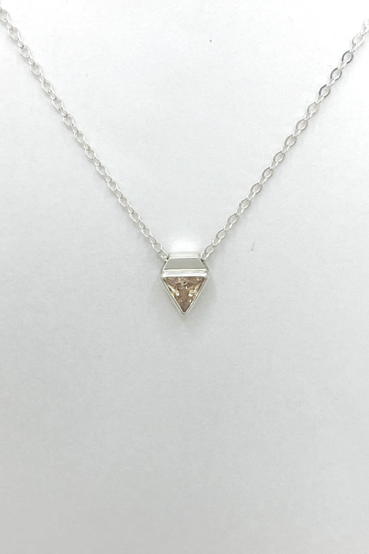 tiny triangle necklace / orange cubic zirconia