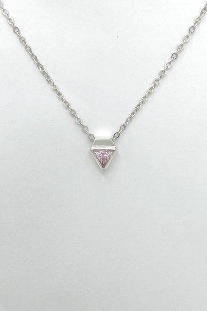 tiny triangle necklace / pink cubic zirconia