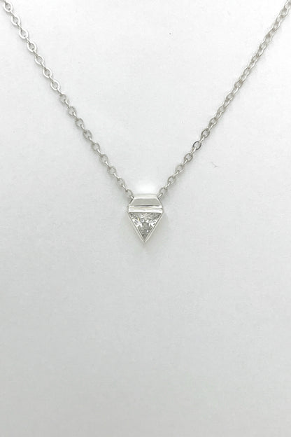 tiny triangle necklace / white cubic zirconia