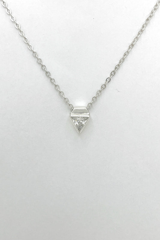 tiny triangle necklace / white cubic zirconia