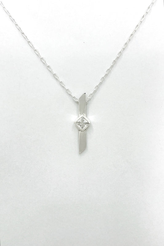 warp necklace / white cubic zirconia